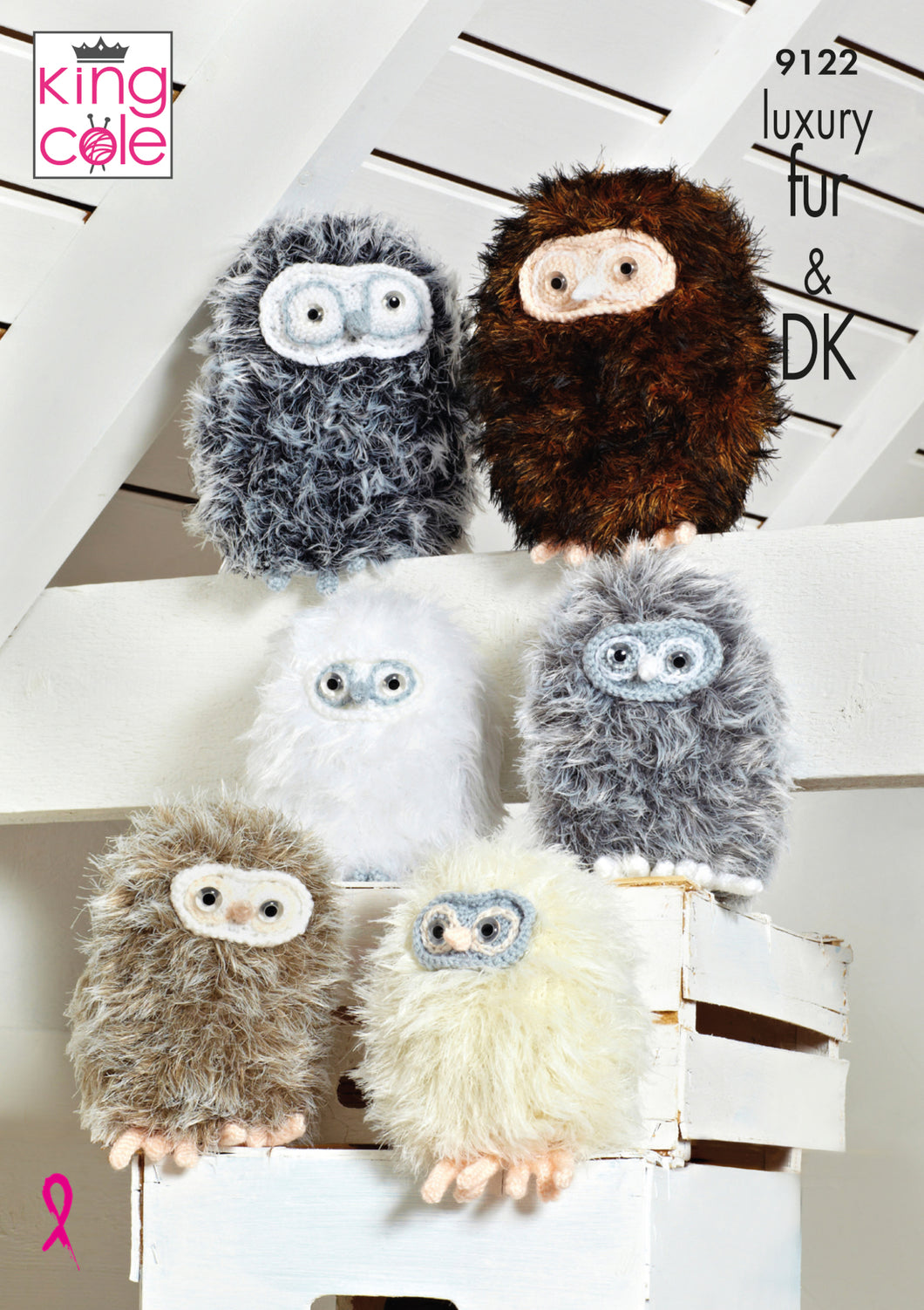 King Cole Luxury Fur Knitting Pattern - Baby Owls (9122)