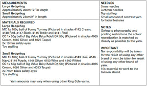 King Cole Funny Yummy & DK Knitting Pattern - Hedgehogs (9135)