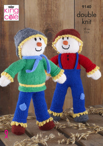 King Cole Double Knit Knitting Pattern - Scarecrows (9140)