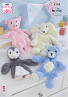 King Cole Truffle Knitting Pattern - Flat Snuggle Toys (9145)
