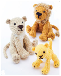 King Cole Double Knit & Tinsel Knitting Pattern - Lion Family (9152)