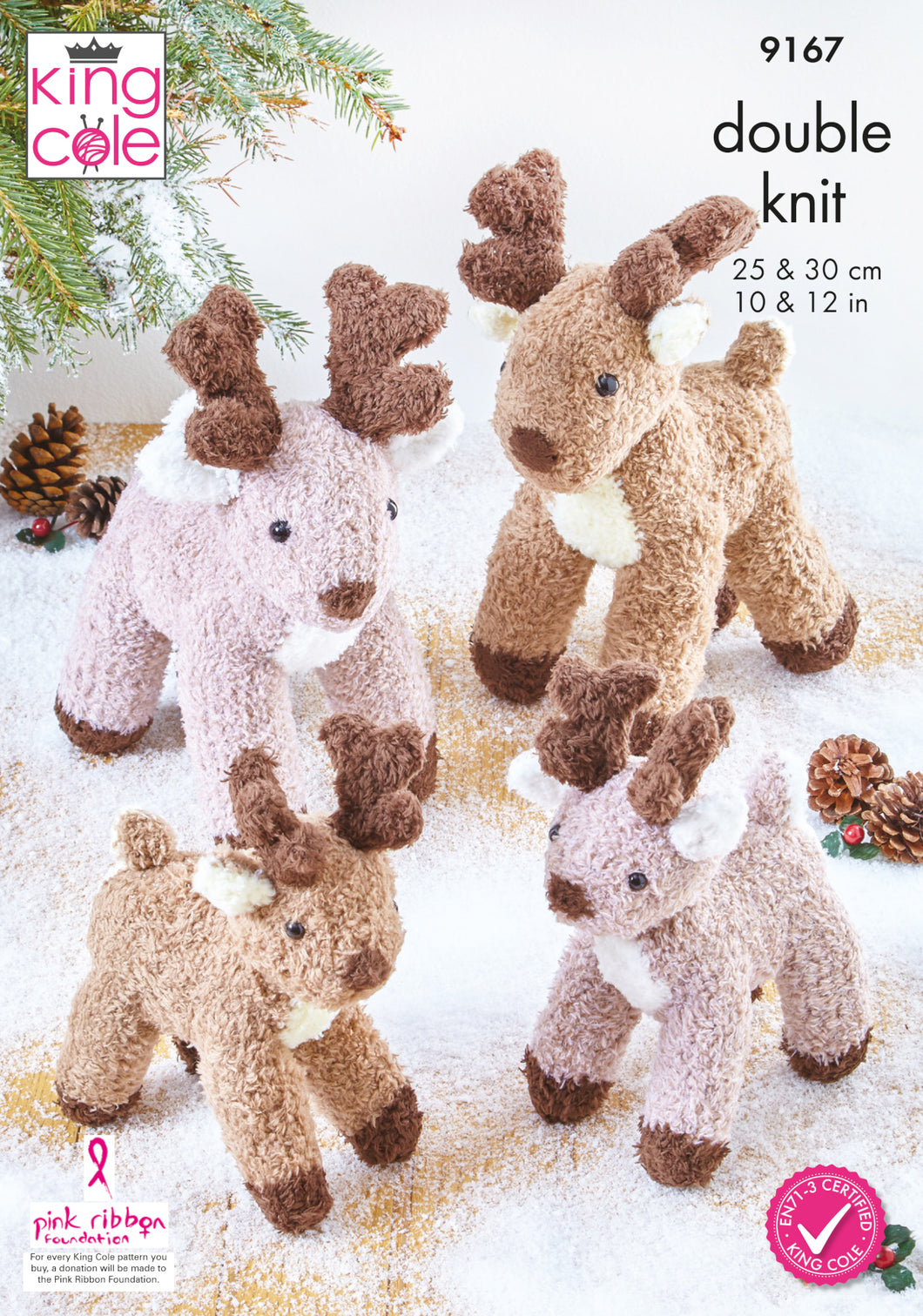 King Cole Double Knit Knitting Pattern for Reindeers 9167