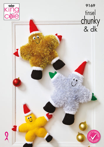 King Cole Tinsel Chunky & DK Knitting Pattern – Dancing Stars (9169)