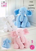 Load image into Gallery viewer, King Cole Super Yummy Stuffed Elephant Toys Knitting Pattern 9185