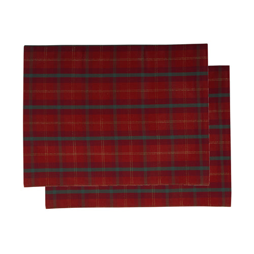Christmas Tartan Check Red & Gold Pair of Placemats (12
