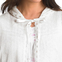 Load image into Gallery viewer, https://images.esellerpro.com/2278/I/124/279/BJ07602-slenderella-ladies-lace-effect-bed-jacket-peter-pan-collar-ribbon-tie-cream-close-up-1.jpg