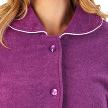 Load image into Gallery viewer, https://images.esellerpro.com/2278/I/164/896/BJ2325-slenderella-ladies-embroidered-boucle-fleece-bed-jacket-plum-close-up-1.jpg
