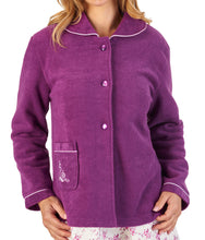 Load image into Gallery viewer, https://images.esellerpro.com/2278/I/164/896/BJ2325-slenderella-ladies-embroidered-boucle-fleece-bed-jacket-plum.jpg