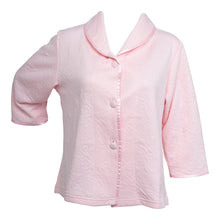 Load image into Gallery viewer, https://images.esellerpro.com/2278/I/138/907/BJ7300-slenderella-button-up-shawl-collar-mock-quilt-floral-bed-jacket-pink.jpg