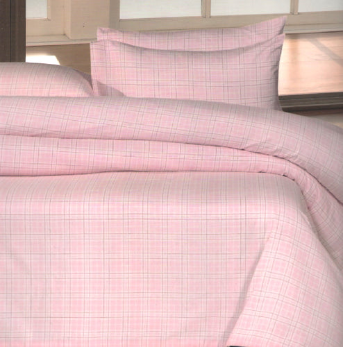 Pink Check Flannelette Single Duvet Set