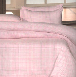 Pink Check Flannelette Single Duvet Set