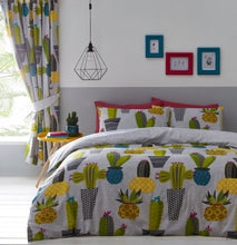 Load image into Gallery viewer, Cacti Grey Reversible Single Duvet Set