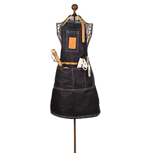 Denim Tool Garden Apron with 4 Pockets & Faux Suede Ties (83cm x 65cm)