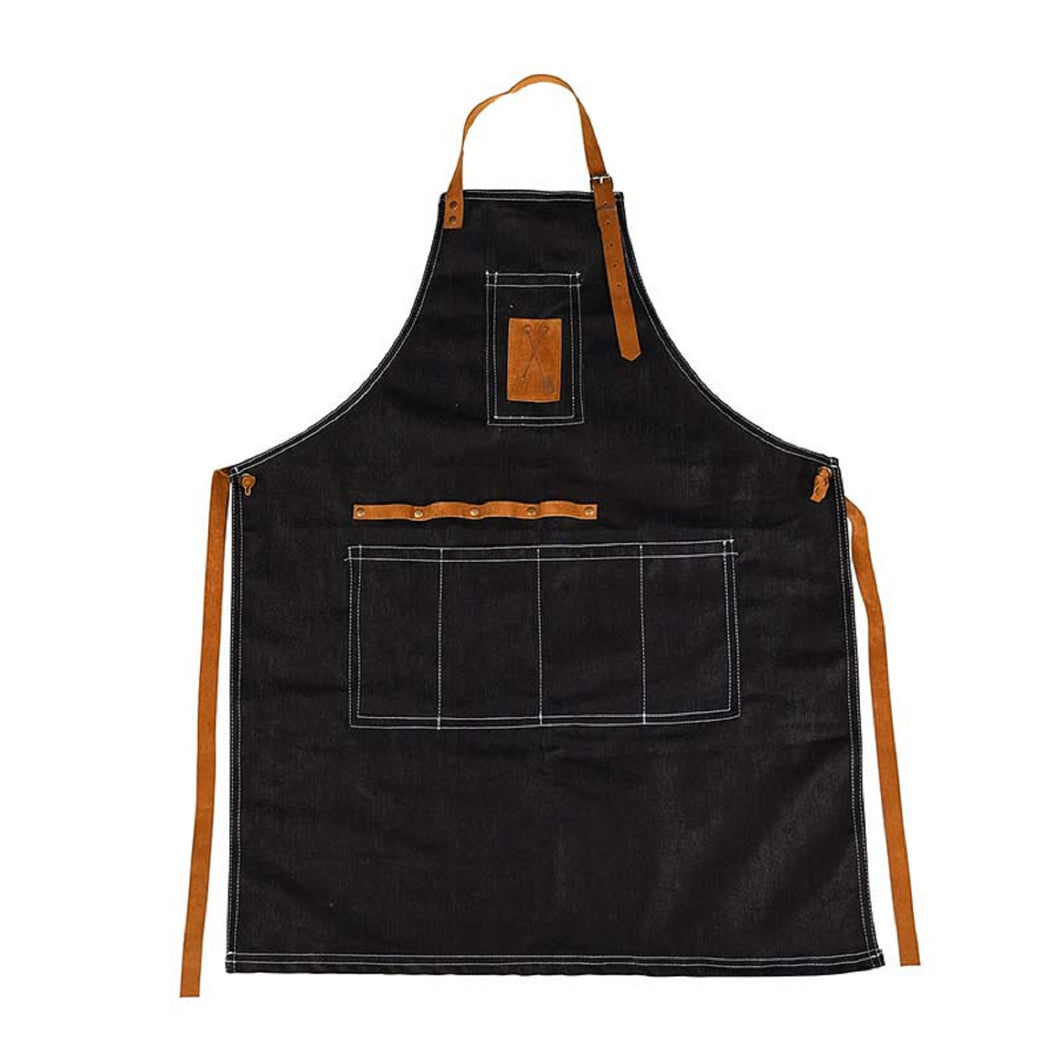 Denim Tool Garden Apron with 4 Pockets & Faux Suede Ties (83cm x 65cm)