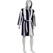 Load image into Gallery viewer, https://images.esellerpro.com/2278/I/101/535/HC01300-ladies-unisex-knee-length-striped-robe-blue-white-2.jpg