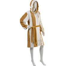 Load image into Gallery viewer, https://images.esellerpro.com/2278/I/101/535/HC01300-ladies-unisex-knee-length-striped-robe-coffee-white-2.jpg