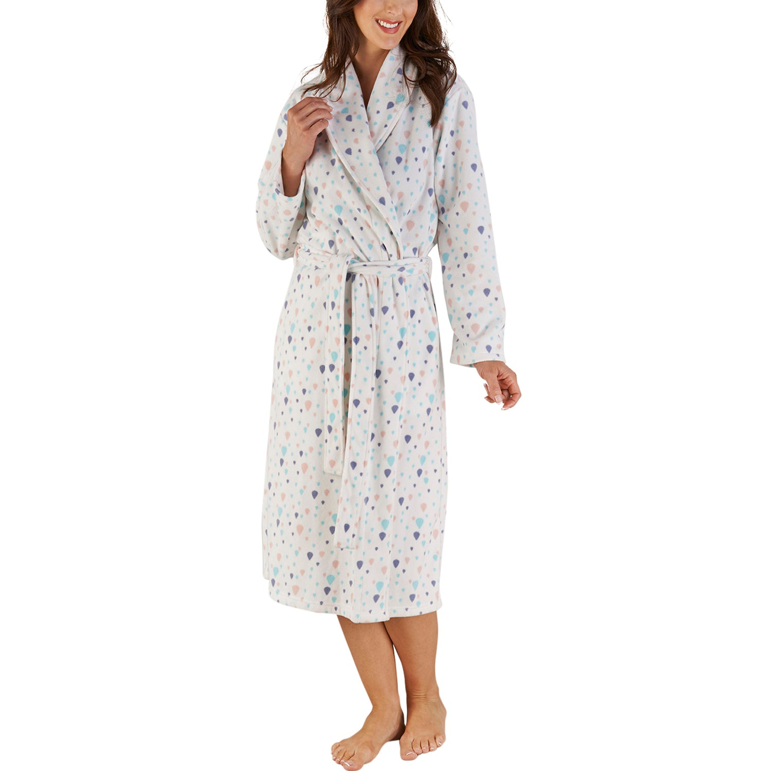 Slenderella Ladies Balloon Print Microfleece Dressing Gown (Various ...