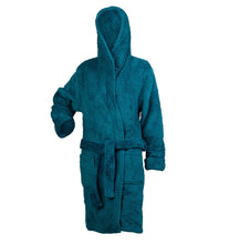 Load image into Gallery viewer, https://images.esellerpro.com/2278/I/121/557/HC04328-slenderella-ladies-womens-waffle-fleece-dressing-gown-robe-hood-up-teal-green.jpg