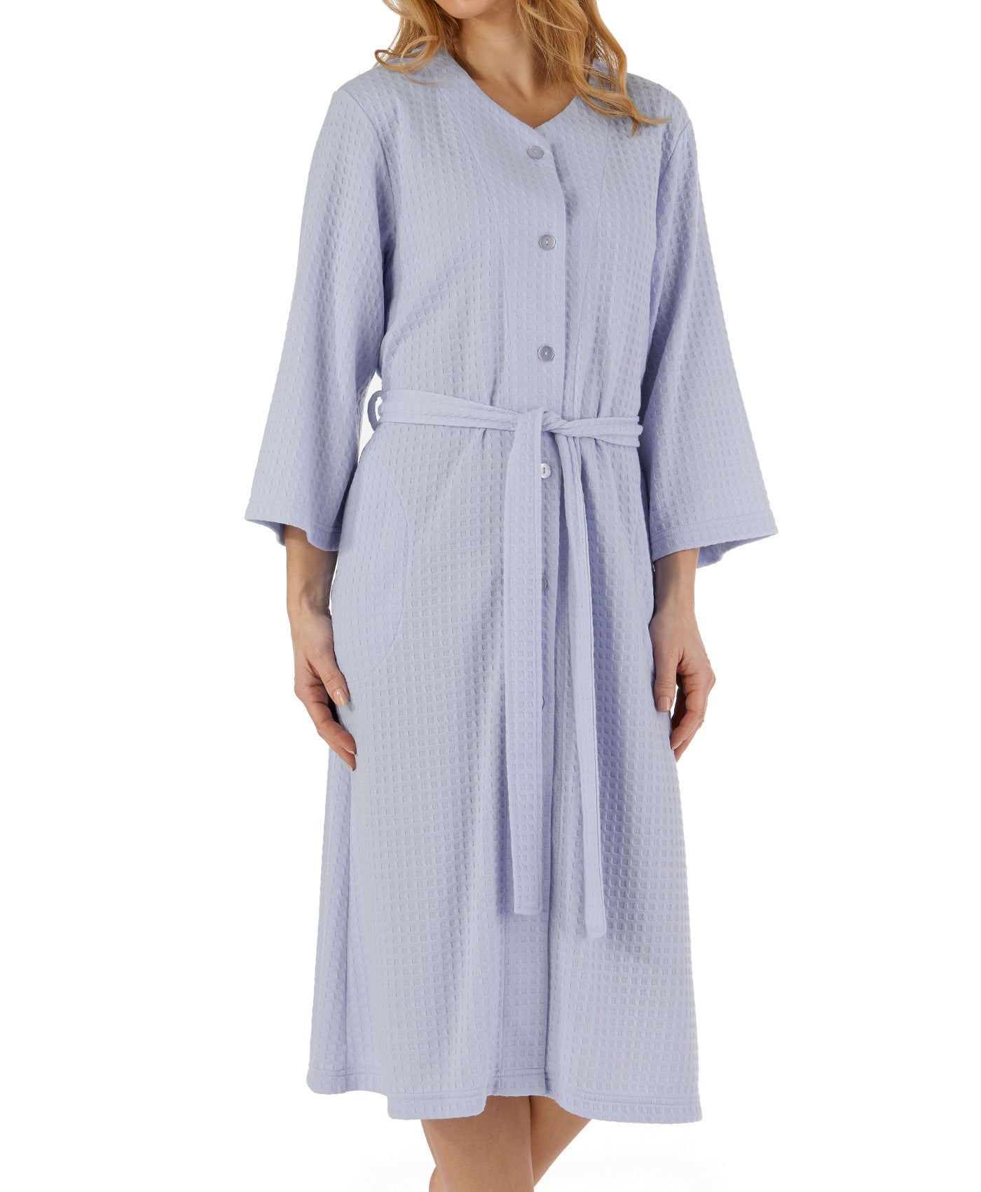 Cottonreal 100% Cotton White Shadow Stripe Button Up Dressing Gown Robe |  eBay