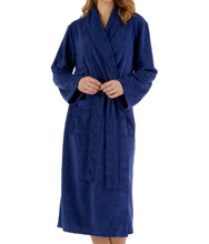 Load image into Gallery viewer, https://images.esellerpro.com/2278/I/177/276/HC3307-slenderella-ladies-womens-floral-embossed-shawl-collar-robe-navy.jpg