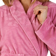 Load image into Gallery viewer, https://images.esellerpro.com/2278/I/177/276/HC3307-slenderella-ladies-womens-floral-embossed-shawl-collar-robe-pink-close-up-1.jpg