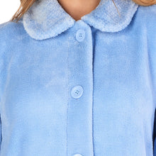 Load image into Gallery viewer, https://images.esellerpro.com/2278/I/182/469/HC4301-slenderella-ladies-button-up-robe-dressing-gown-house-coat-blue-close-up-1.jpg