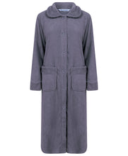 Load image into Gallery viewer, https://images.esellerpro.com/2278/I/182/469/HC4301-slenderella-ladies-button-up-robe-dressing-gown-house-coat-dark-grey.jpg