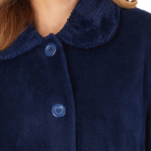 Load image into Gallery viewer, https://images.esellerpro.com/2278/I/182/469/HC4301-slenderella-ladies-button-up-robe-dressing-gown-house-coat-navy-close-up-1.jpg