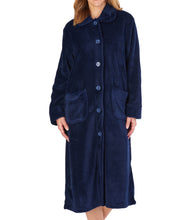 Load image into Gallery viewer, https://images.esellerpro.com/2278/I/182/469/HC4301-slenderella-ladies-button-up-robe-dressing-gown-house-coat-navy.jpg