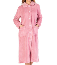 Load image into Gallery viewer, https://images.esellerpro.com/2278/I/182/469/HC4301-slenderella-ladies-button-up-robe-dressing-gown-house-coat-pink.jpg