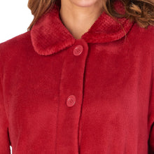 Load image into Gallery viewer, https://images.esellerpro.com/2278/I/182/469/HC4301-slenderella-ladies-button-up-robe-dressing-gown-house-coat-red-close-up-1.jpg