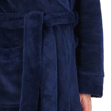 Load image into Gallery viewer, https://images.esellerpro.com/2278/I/182/714/HC4302-slenderella-ladies-shawl-collar-robe-dressing-gown-house-coat-navy-close-up-2.jpg