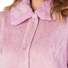 Load image into Gallery viewer, https://images.esellerpro.com/2278/I/183/994/HC4336-slenderella-ladies-faux-fur-collar-button-up-robe-housecoat-dressing-gown-pink-close-up-1.jpg