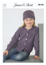 Load image into Gallery viewer, James Brett Double Knitting Pattern - JB182 Long Sleeved Cardigan &amp; Hat