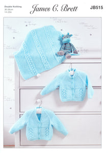 James Brett Double Knitting Pattern - Baby Cardigans & Blanket (JB515)