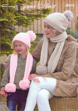 Load image into Gallery viewer, James Brett Double &amp; Chunky Knitting Pattern - Hat &amp; Scarf Set (JB519)