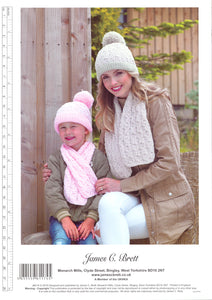 James Brett Double & Chunky Knitting Pattern - Hat & Scarf Set (JB519)