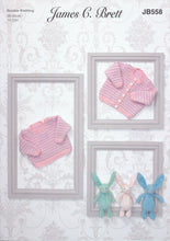 Load image into Gallery viewer, James Brett Double Knitting Pattern - Baby Sweater &amp; Cardigan (JB558)