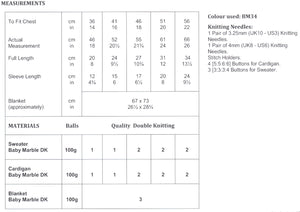 James Brett Double Knitting Pattern - Baby Sweater Cardigan & Blanket (JB564)