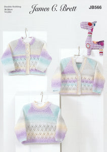 James Brett Double Knitting Pattern - Baby Cardigan & Sweaters (JB566)