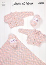 Load image into Gallery viewer, James Brett Chunky Knitting Pattern - Baby Cardigans &amp; Blanket (JB581)