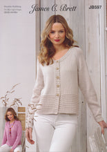 Load image into Gallery viewer, James Brett Double Knitting Pattern - Ladies Sweater &amp; Cardigan (JB597)