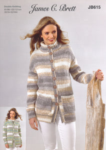 James Brett Double Knitting Pattern - Ladies Jacket (JB615)