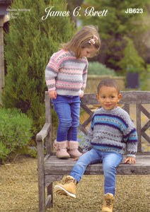 James Brett Double Knitting Pattern - Childrens Sweater (JB623)