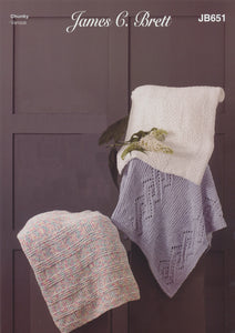 James Brett Chunky Knitting Pattern - Baby Blankets (JB651)