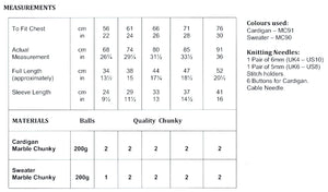 James Brett Chunky Knitting Pattern - Childrens Sweater & Cardigan (JB658)