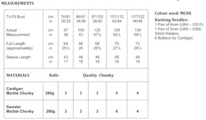 James Brett Chunky Knitting Pattern - Ladies Cardigan & Sweater (JB670)