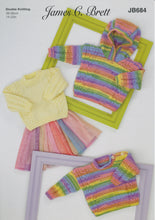 Load image into Gallery viewer, James Brett Double Knitting Pattern - Baby Sweater &amp; Hooded Jumper (JB684)