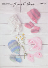 Load image into Gallery viewer, James Brett Double Knitting Pattern - Baby Hat &amp; Bootee Sets (JB688)