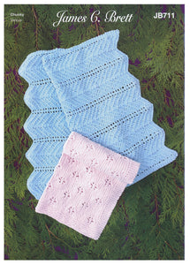 James Brett Chunky Knitting Pattern - Baby Blankets (JB711)